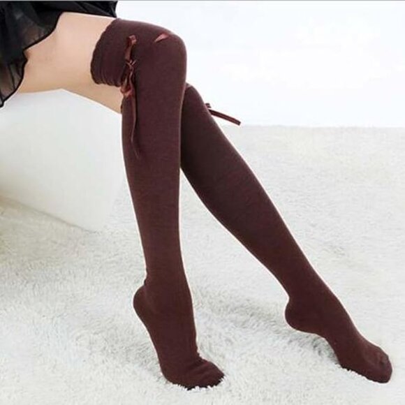 Thigh Brown High Socks - Picture 3 of 3